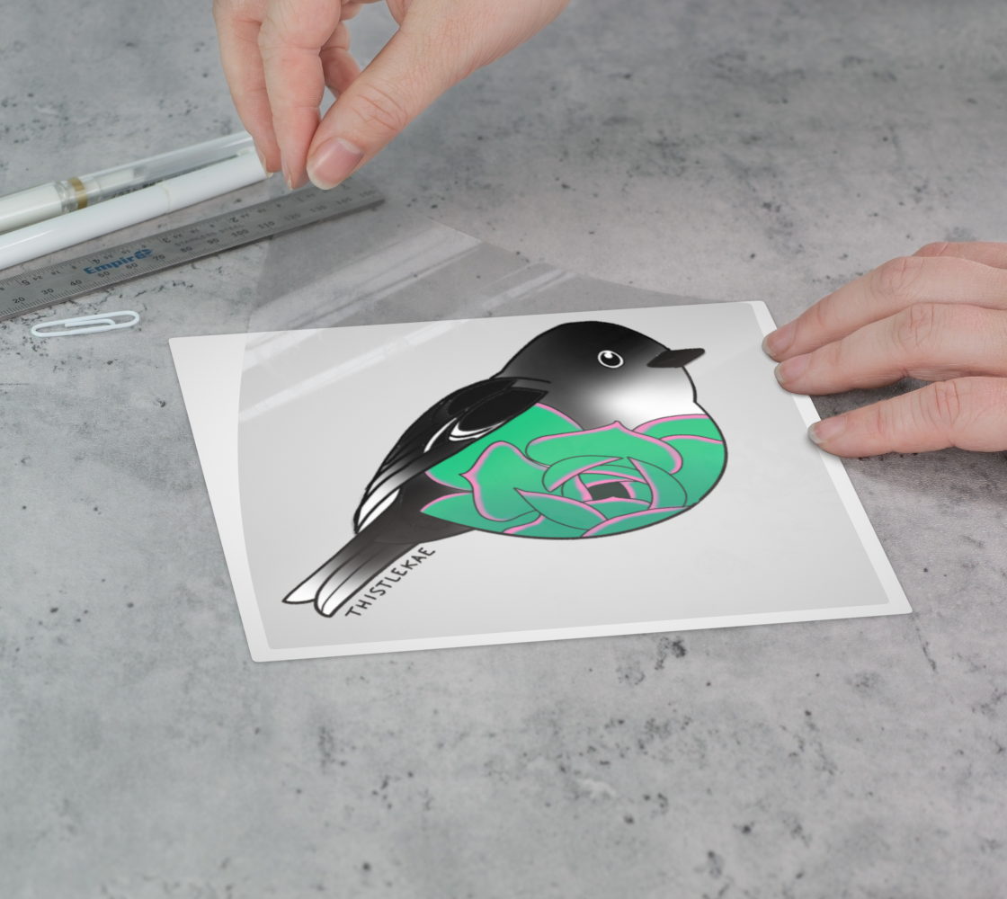 Teal bird - kiss cut sticker - Kathleen