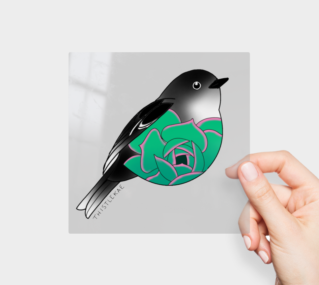 Teal bird - kiss cut sticker - Kathleen