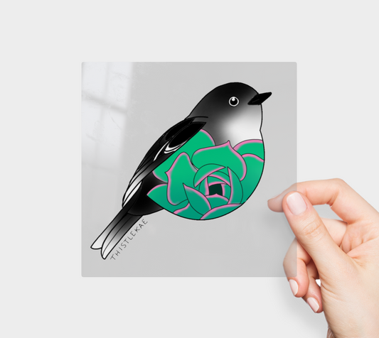 Teal bird - kiss cut sticker - Kathleen