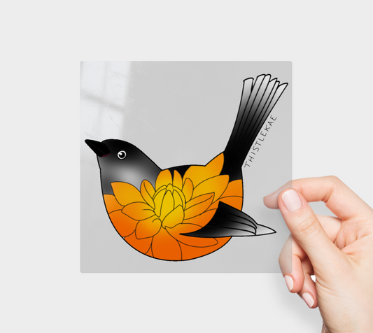 Orange bird - kiss cut sticker - Kathleen