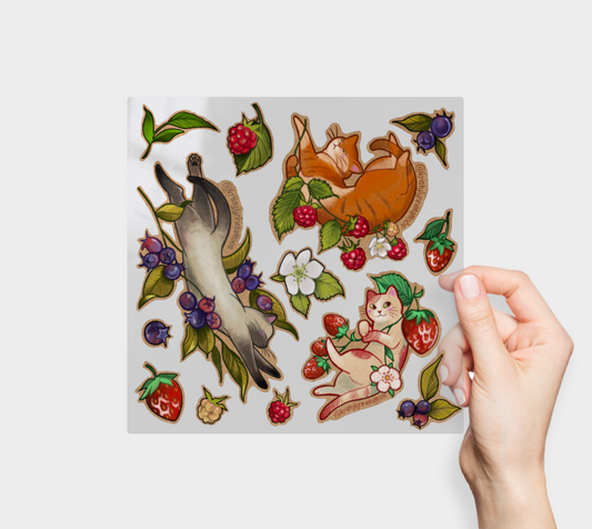Kitties N Berries - kiss cut sticker sheet - Kristy