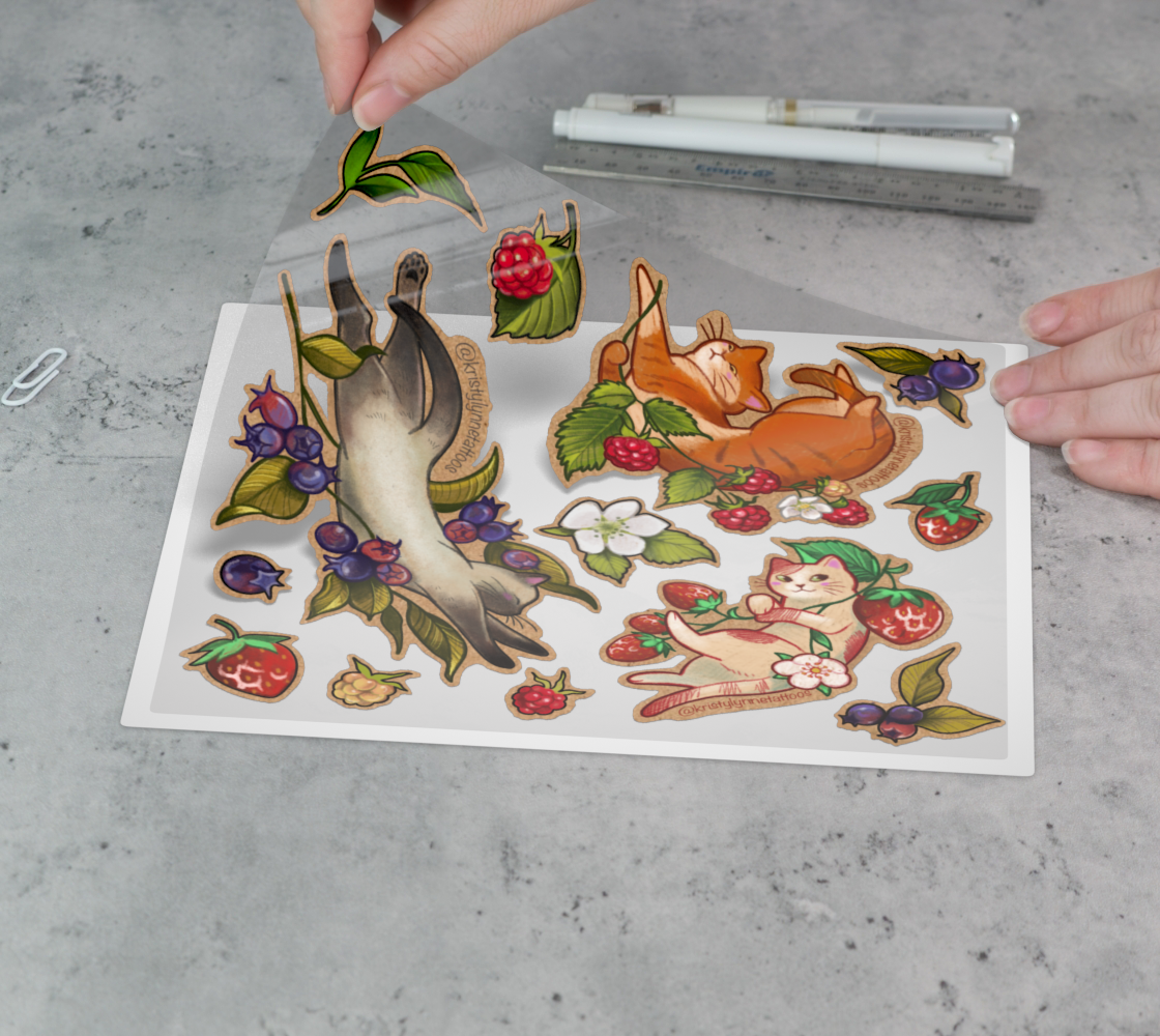 Kitties N Berries - kiss cut sticker sheet - Kristy