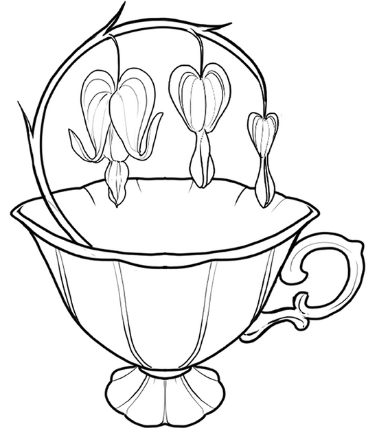 Bleeding Hearts Teacup - Kathleen