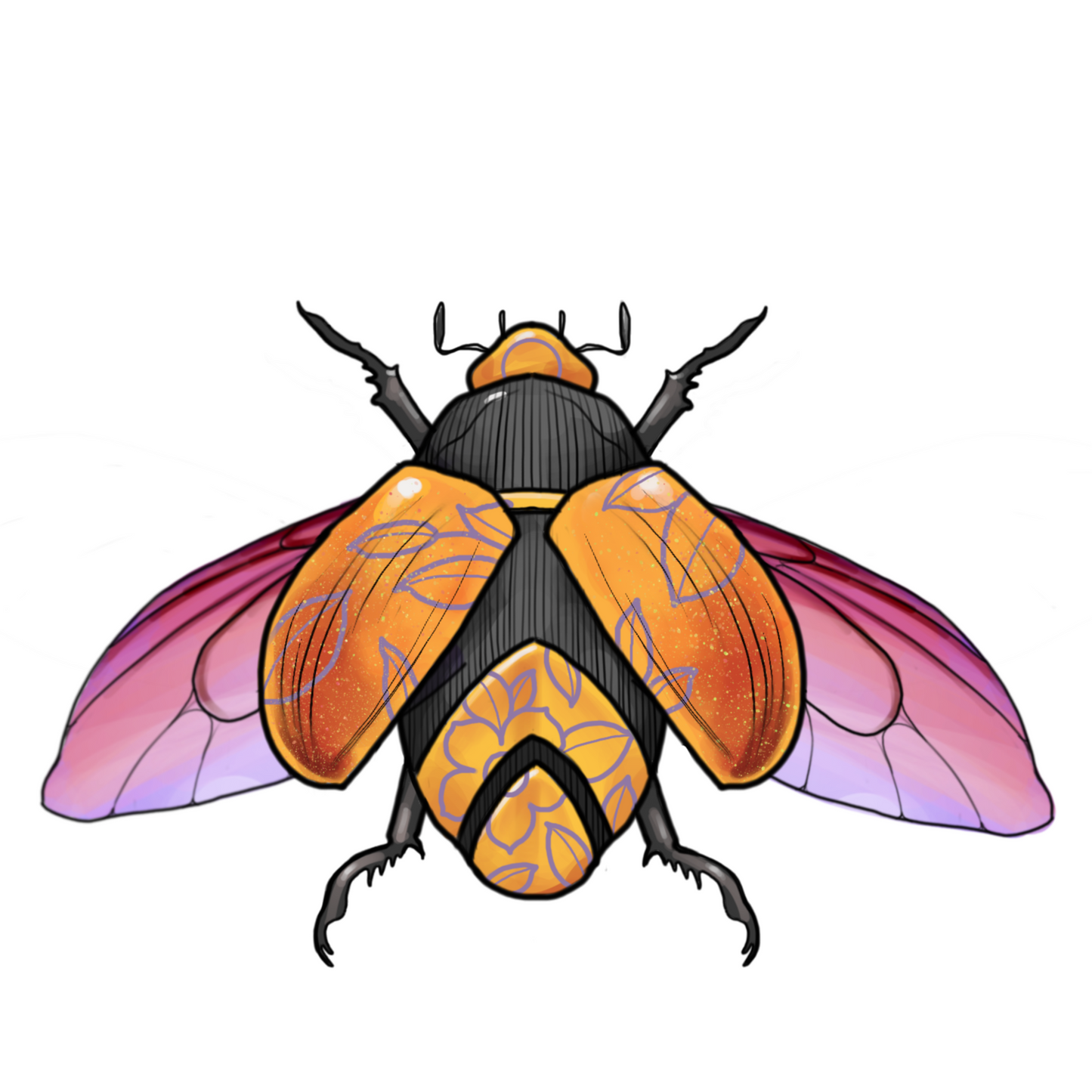 Pink scarab - kiss cut sticker sheet - Katja