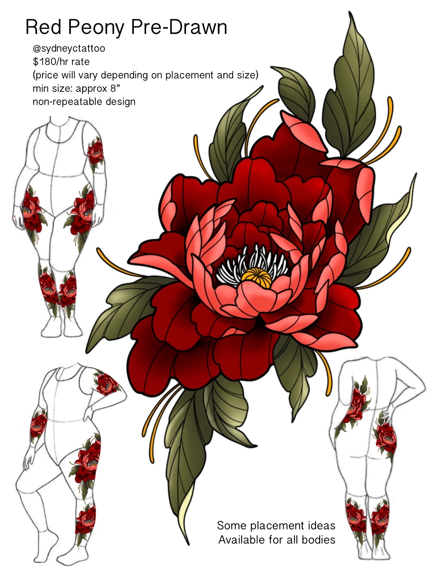 Red Peony - Sydney - Only 1 Available - Deposit Only