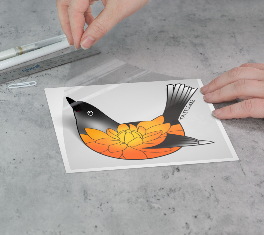 Orange bird - kiss cut sticker - Kathleen