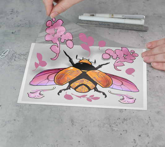 Pink scarab - kiss cut sticker sheet - Katja